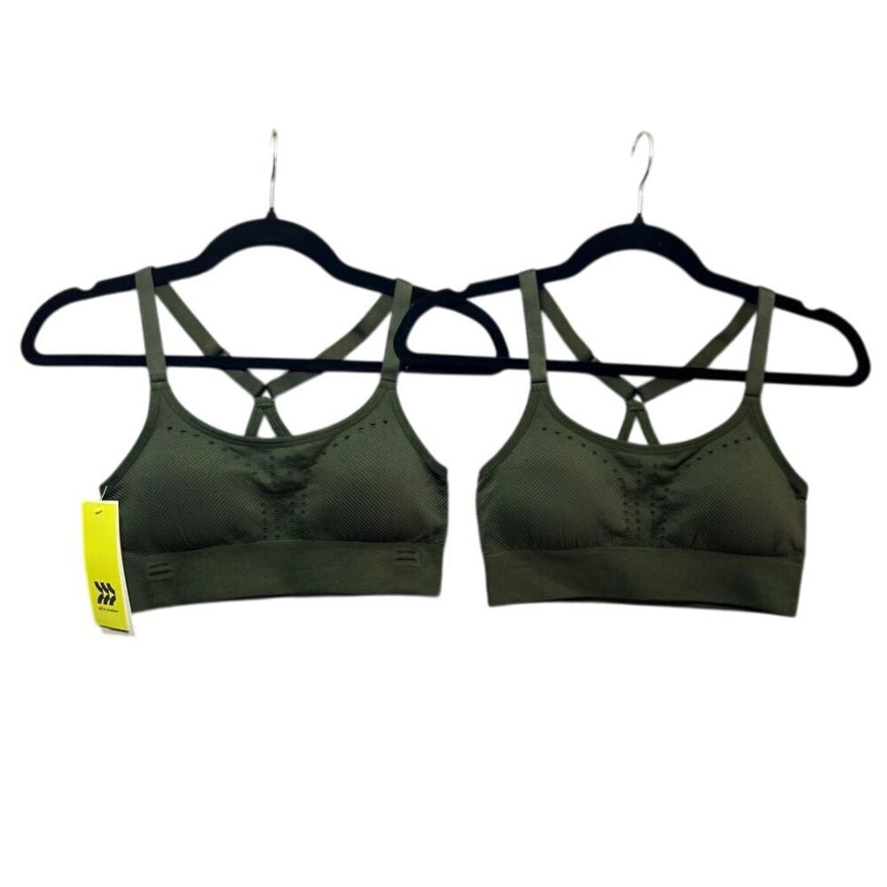 All in‎ Motion Olive Green M Sports Bra Bundle Moisture Wicking Low Support